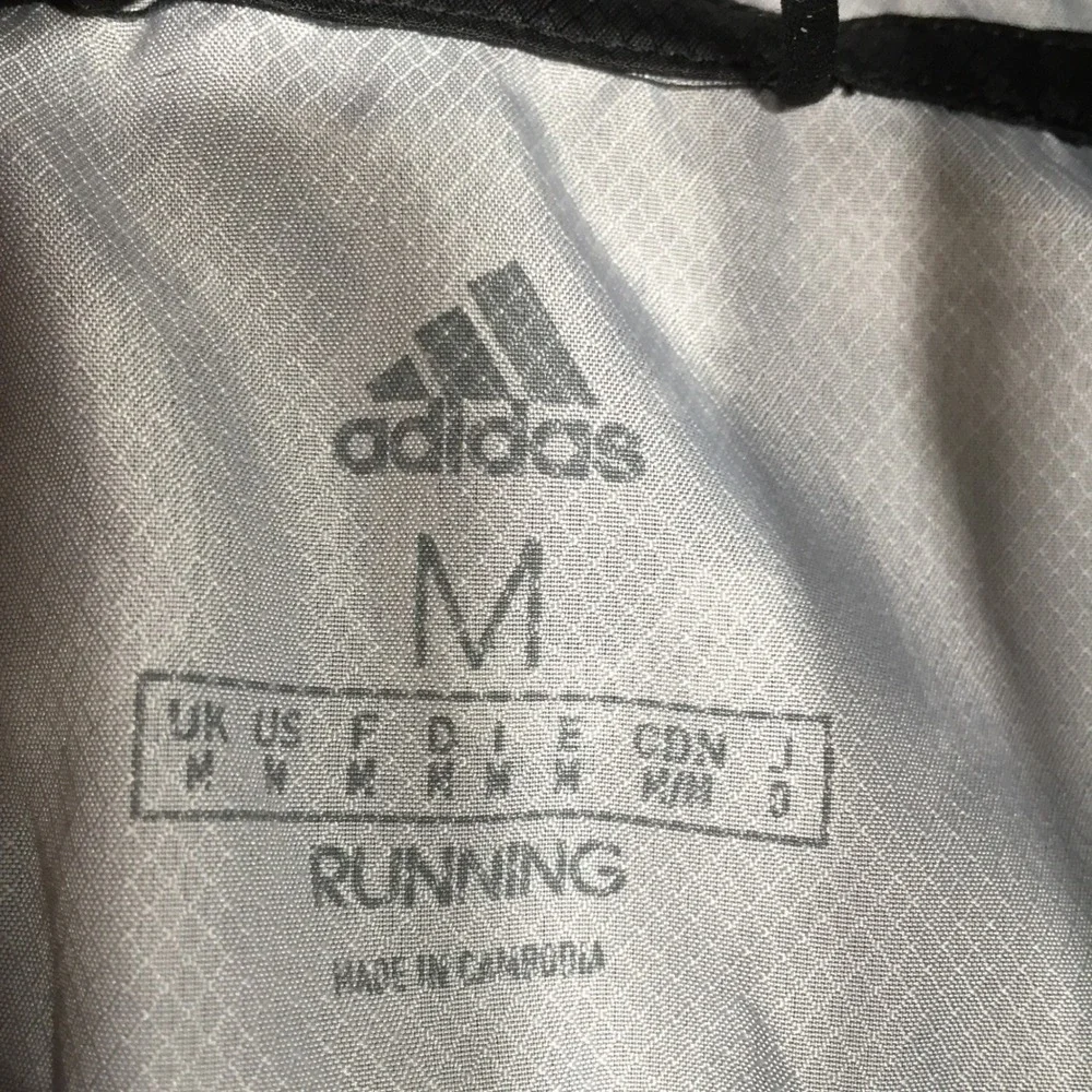 Adidas Mens Running Windbreaker Jacket Graphic Print Hooded ED9284 Medium Black
